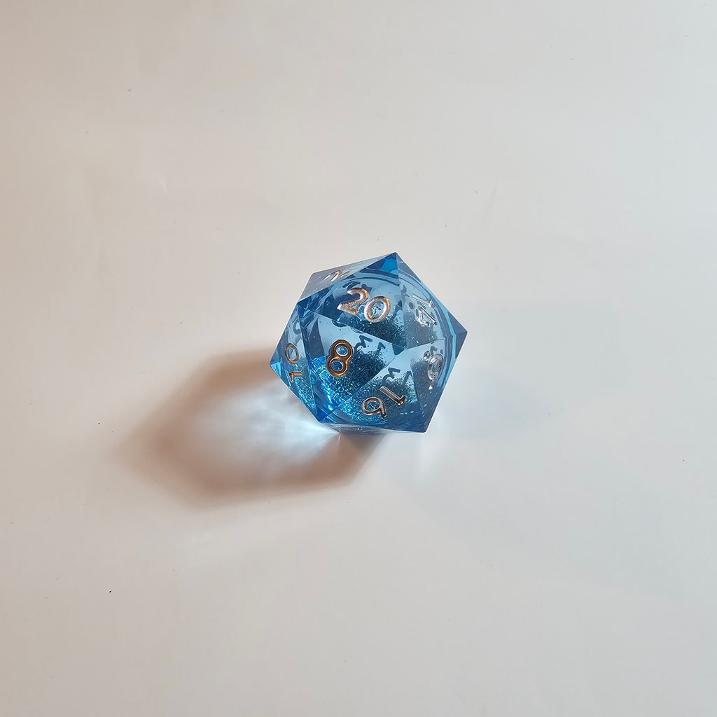 Glacial Blue Liquid Core Resin Dice Set