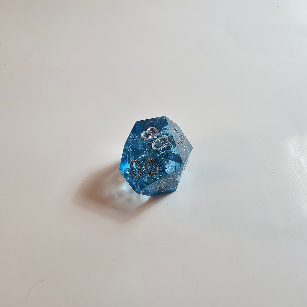 Glacial Blue Liquid Core Resin Dice Set