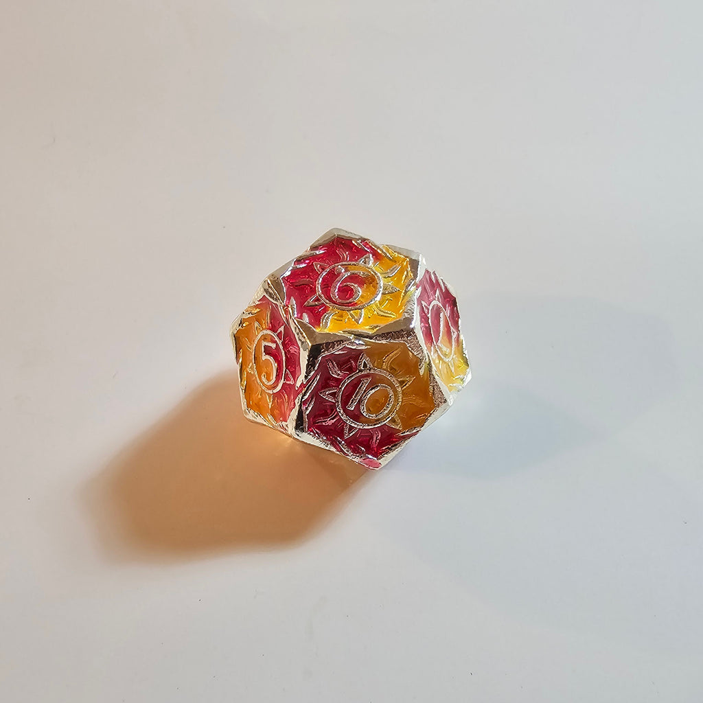 Set di dadi in metallo massiccio Radiant Flame