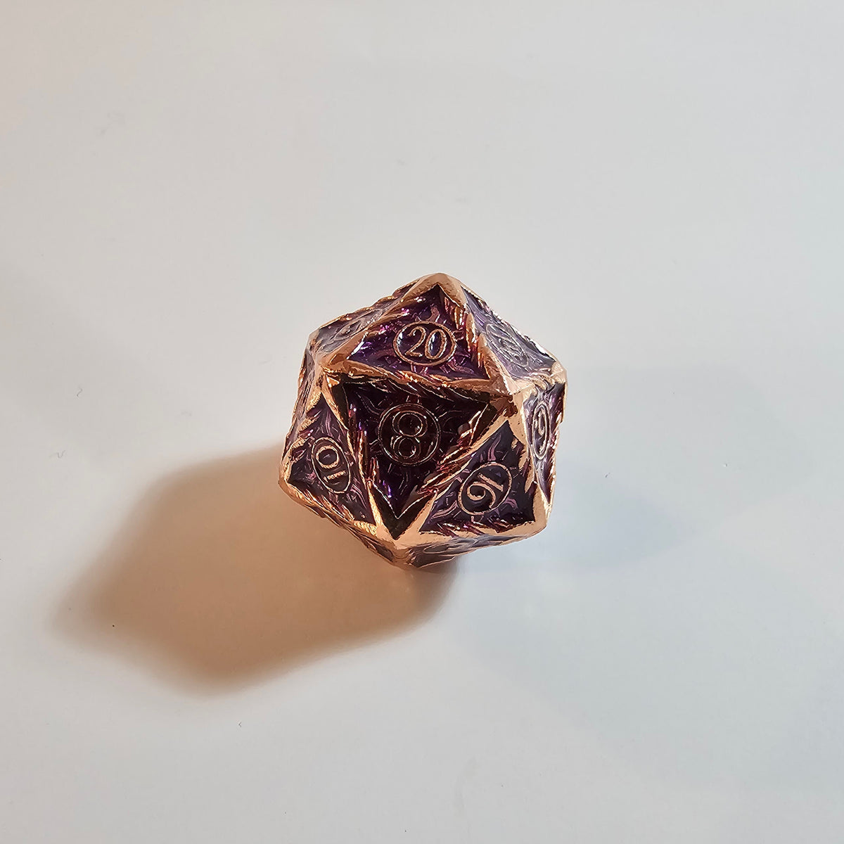 Brass Purple Solid Metal Dice Set
