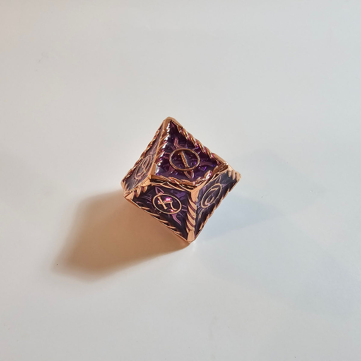 Brass Purple Solid Metal Dice Set