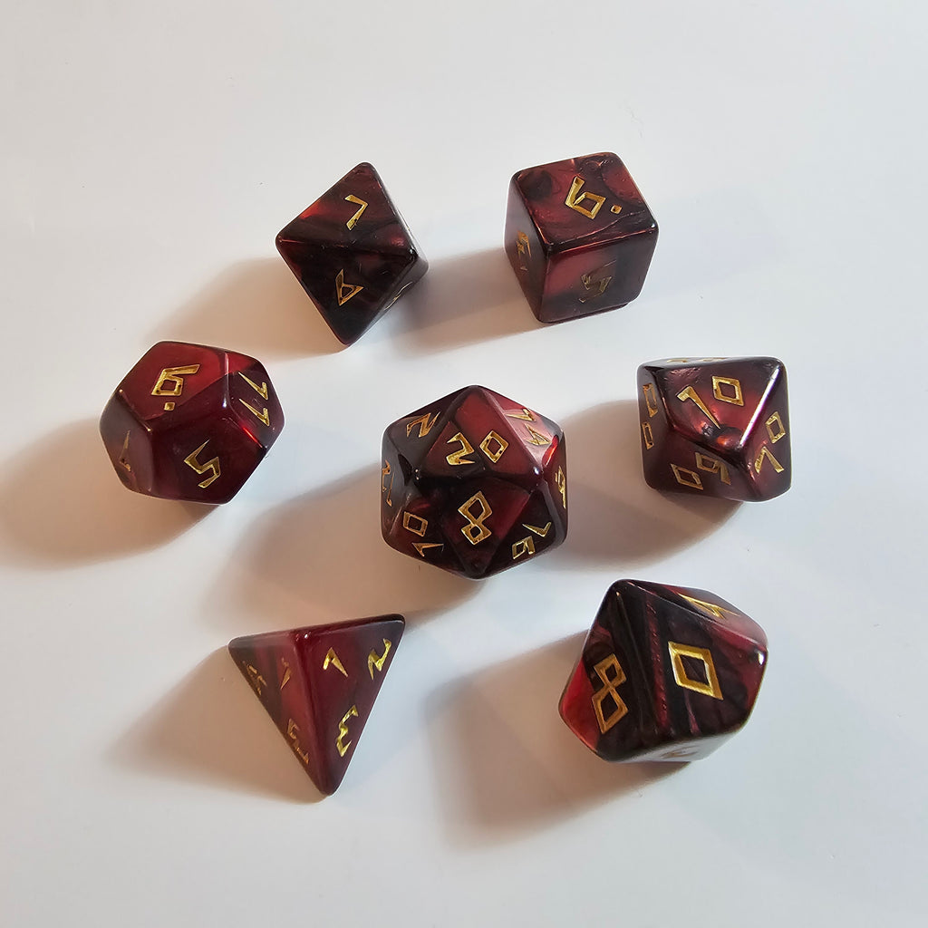 Set de dés en acrylique sculpté rouge