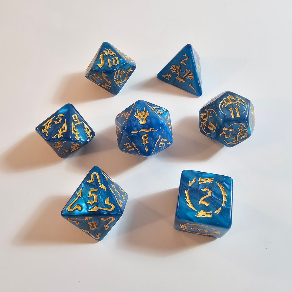 Blue Dragon Acrylic Dice Set
