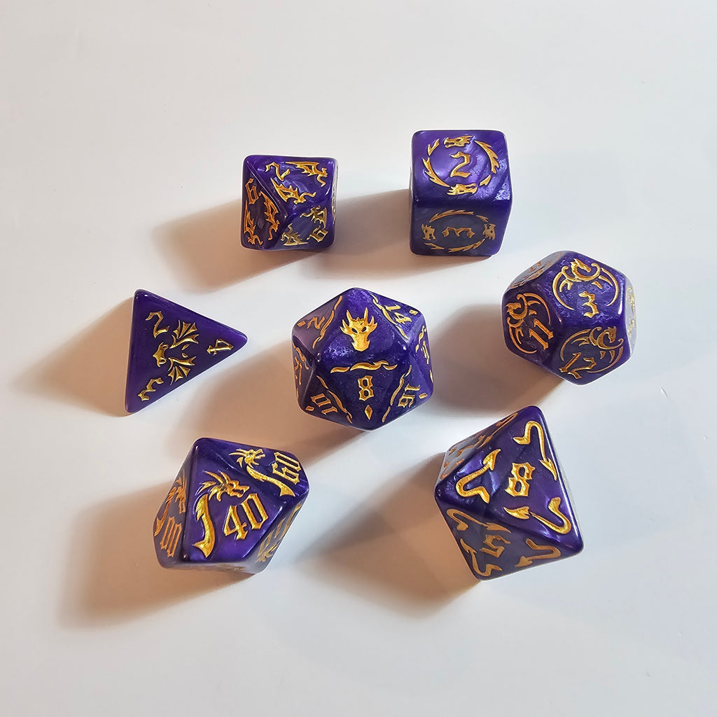 Purple Dragon Acrylic Dice Set