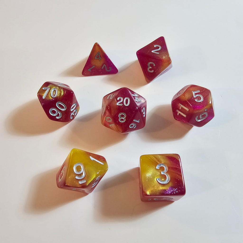 Jeu de dés en acrylique Sunfire Bloom