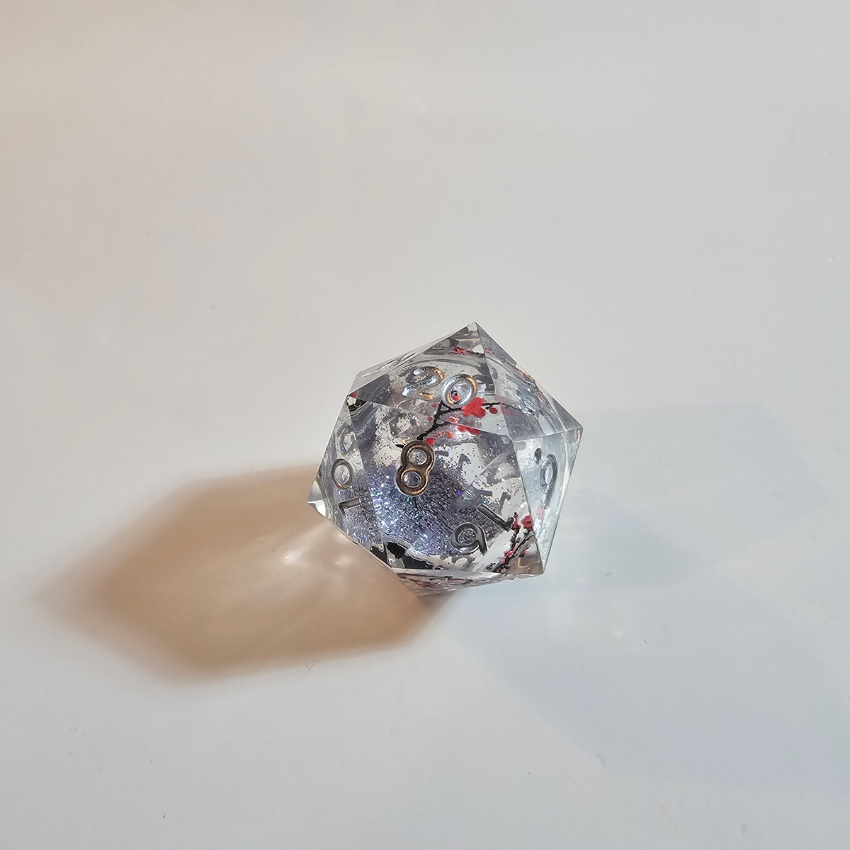 Ensemble de dés en résine à cœur liquide fleurs de cerisier en cristal
