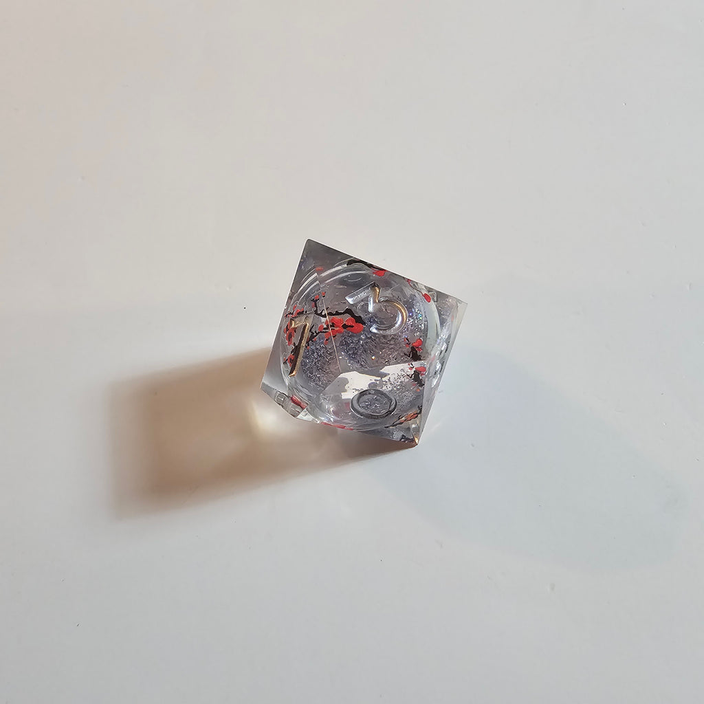 Crystal Cherry Blossom Liquid Core Resin Dice Set