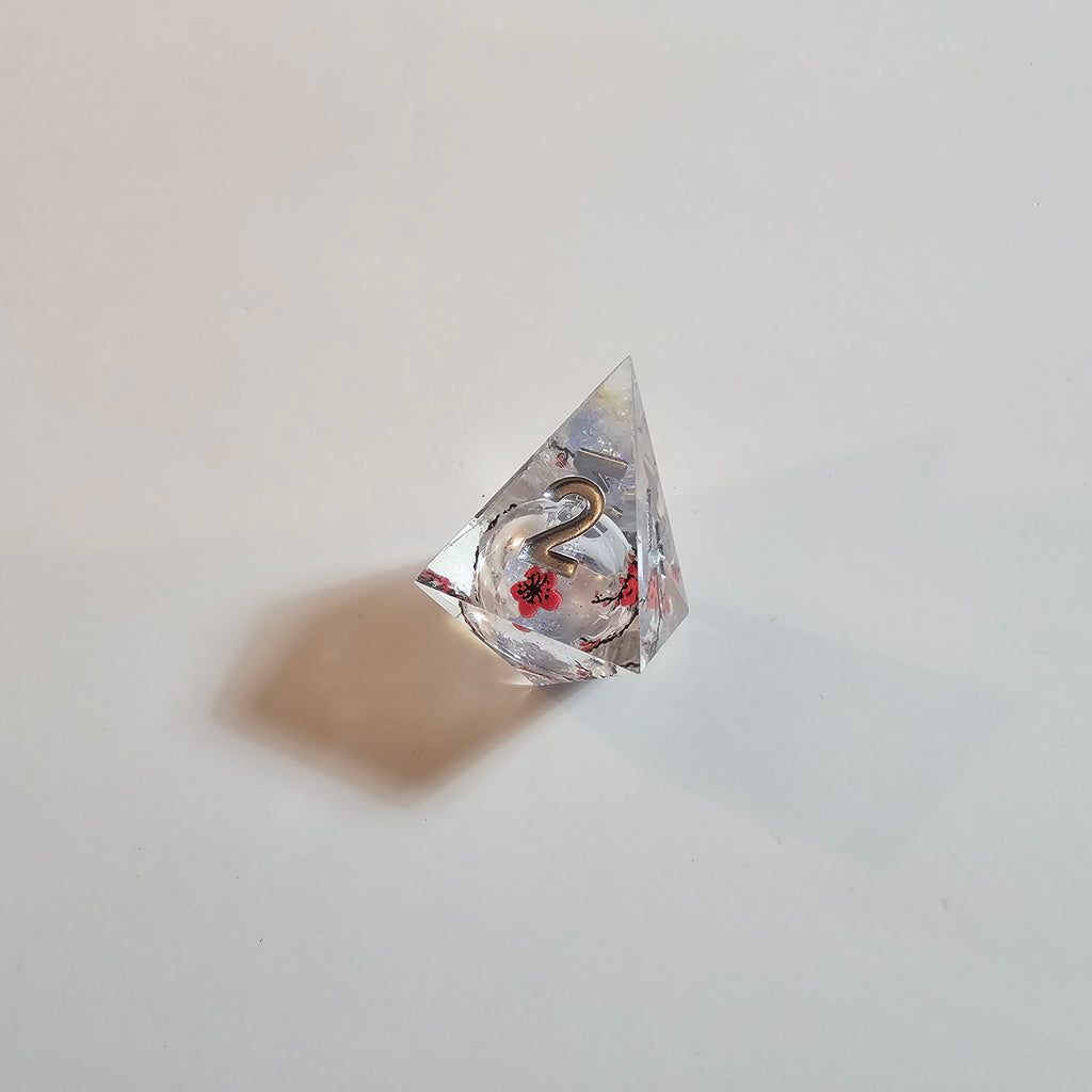 Crystal Cherry Blossom Liquid Core Resin Dice Set