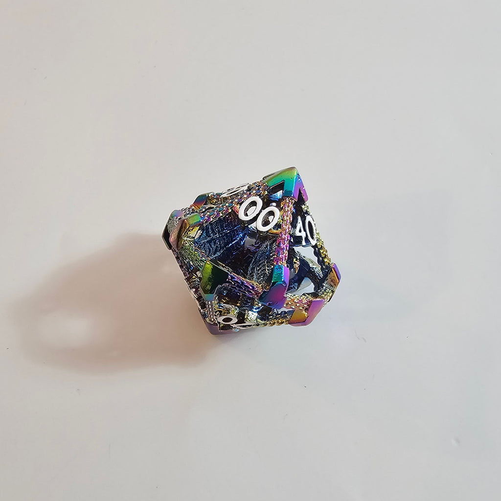 Комплект метални зарове „Дъговиден дракон“ (Rainbow Dragon)