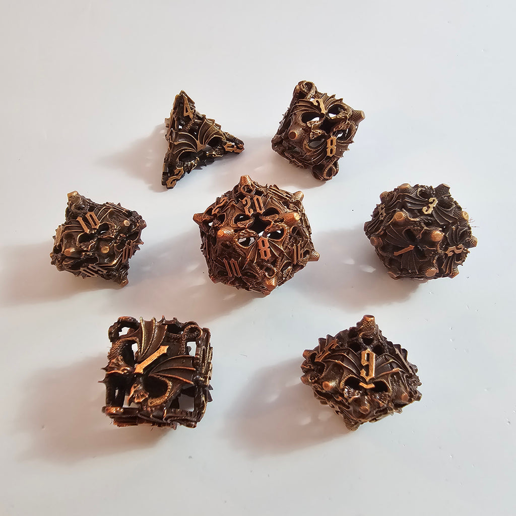 Set de dés en métal creux Copper Wing Dragons