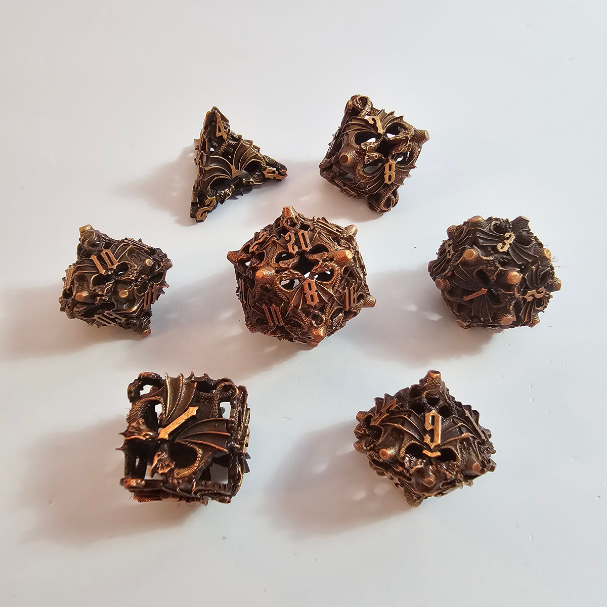 Set de dés en métal creux Copper Wing Dragons
