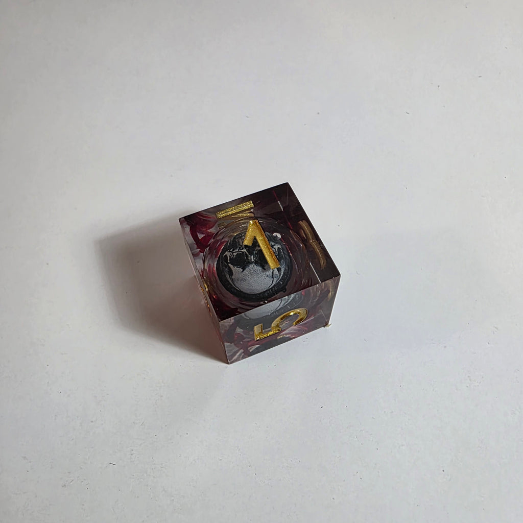 Set de dados de resina con núcleo líquido de calaveras sangrientas