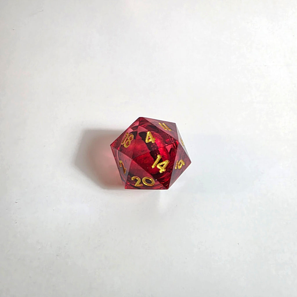 Juego de dados de resina con núcleo líquido Ojo de Dragón Rojo