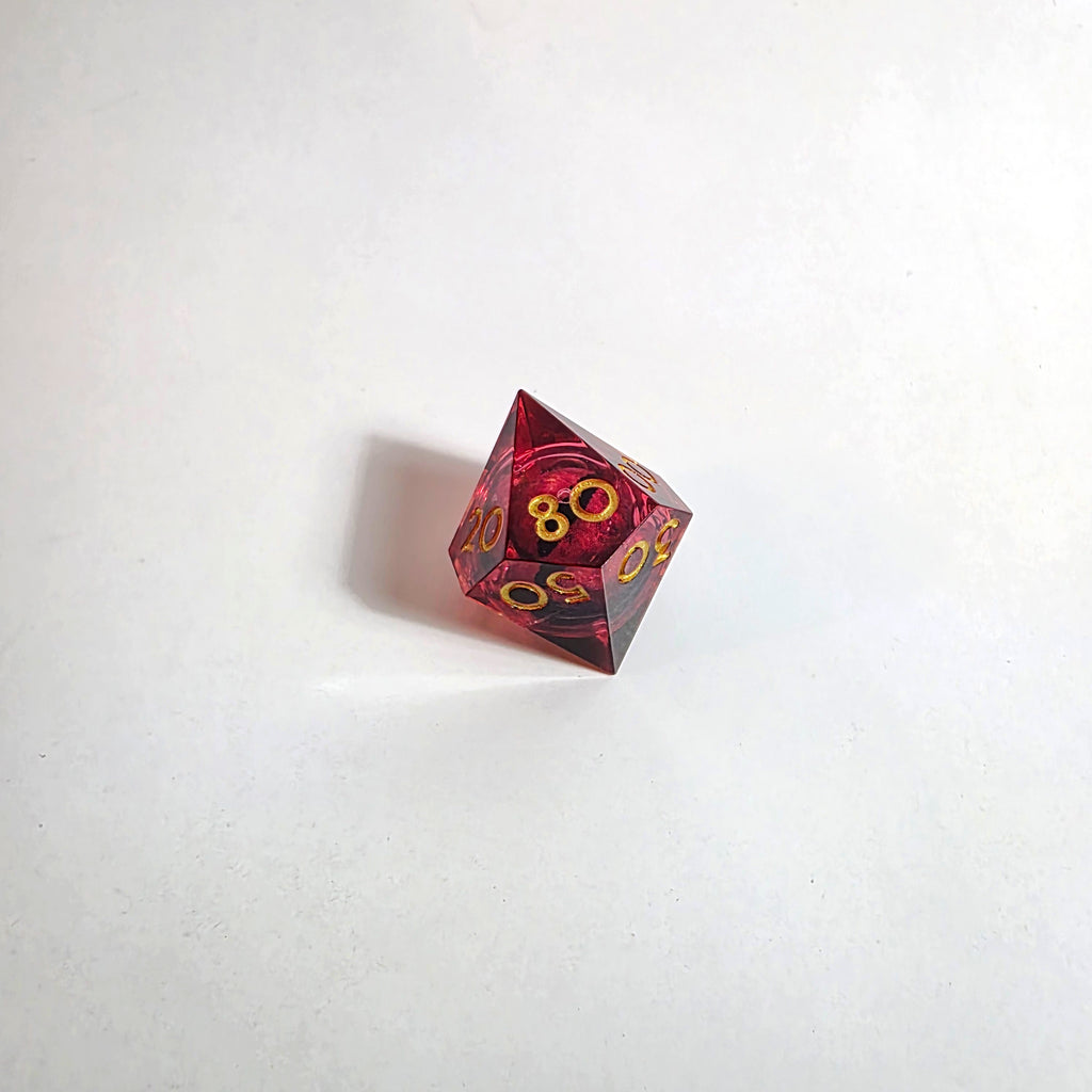 Juego de dados de resina con núcleo líquido Ojo de Dragón Rojo