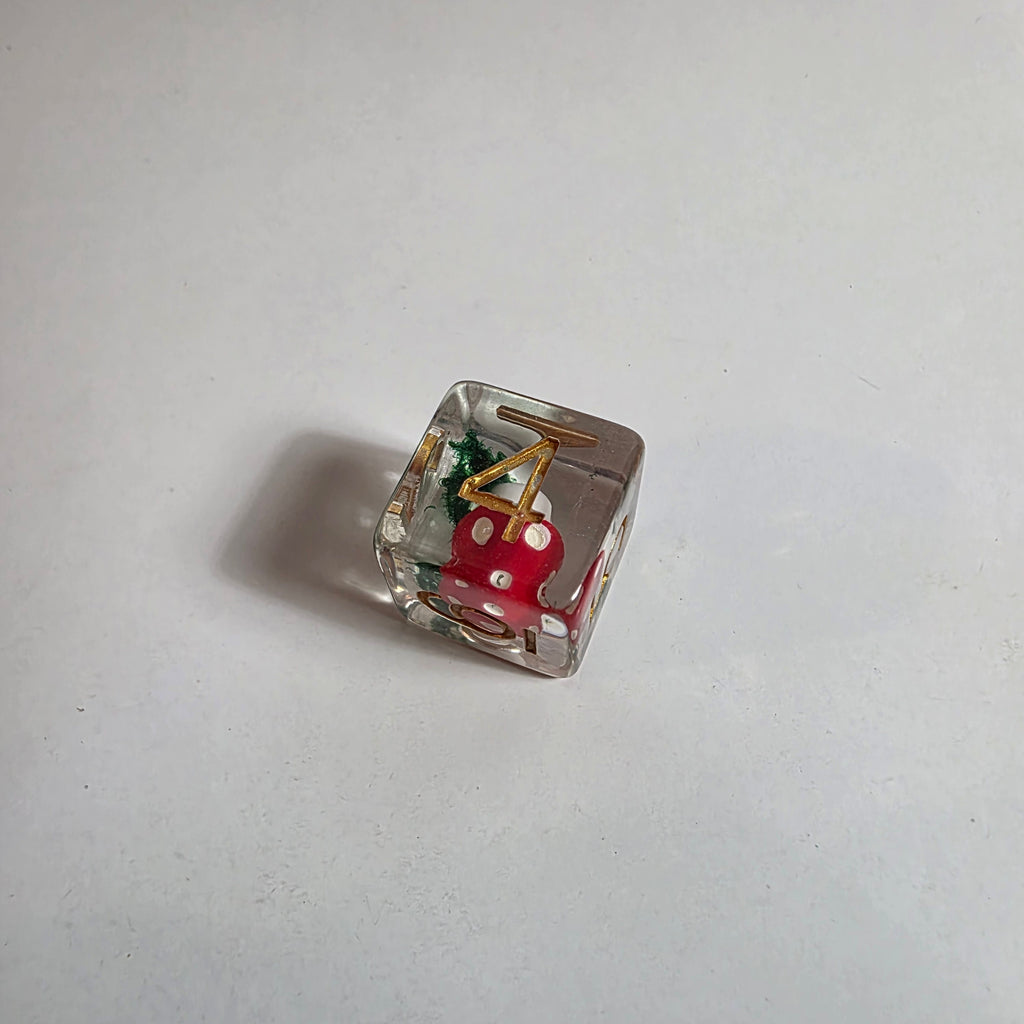 Set de dados de acrílico de hongo rojo