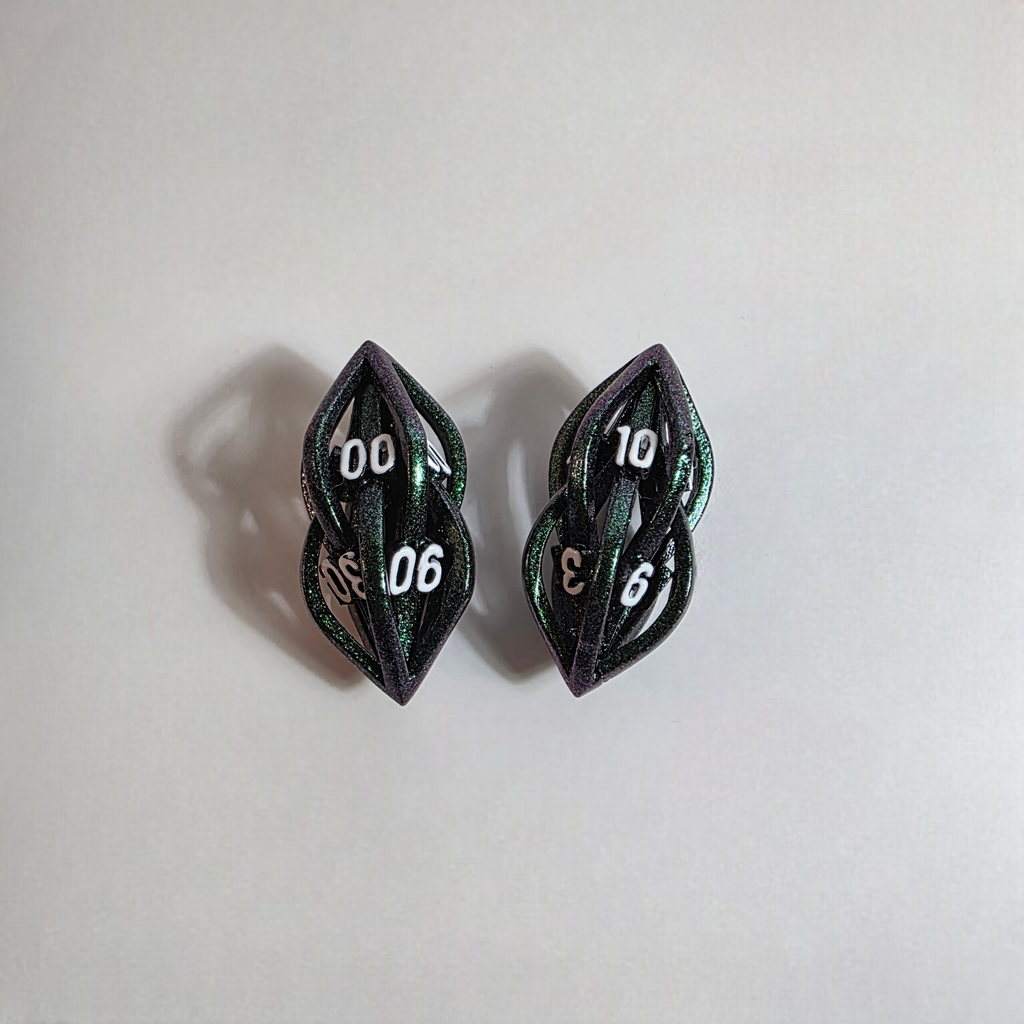 Green Blue Seeds Hollow Metal Dice Set