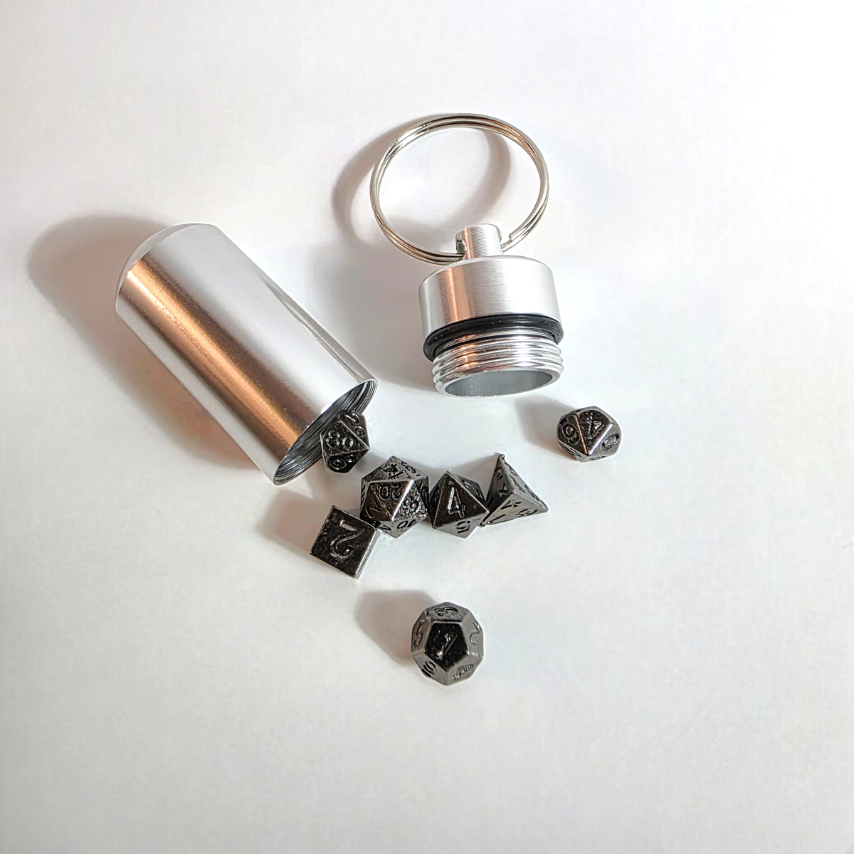 Mini Metal Dice Set w/ Tube Keyring