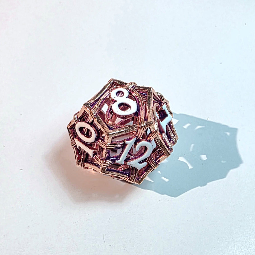 Rose Gold Elemental Hollow Metal Dice Set