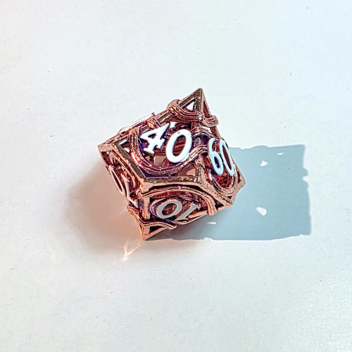Rose Gold Elemental Hollow Metal Dice Set