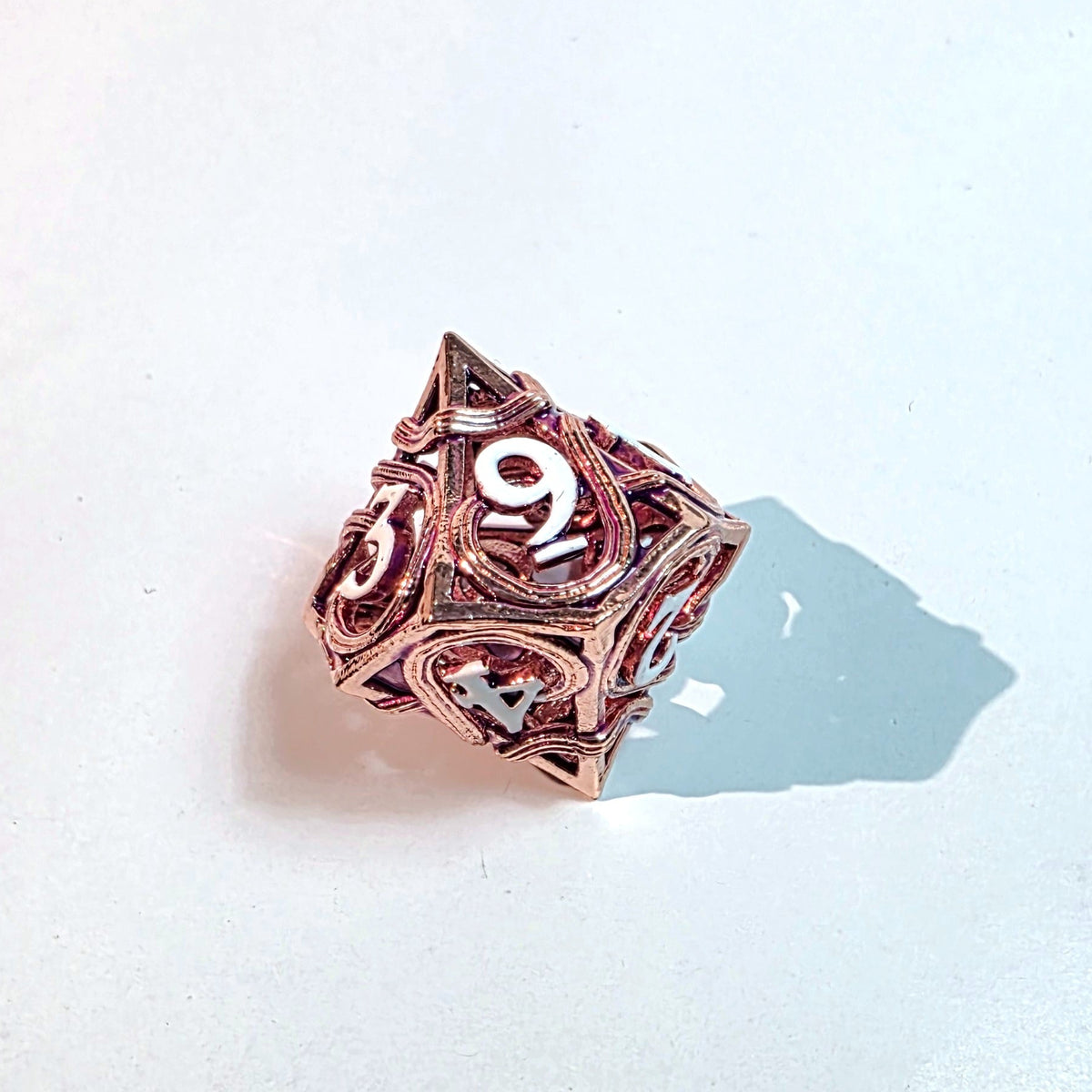 Rose Gold Elemental Hollow Metal Dice Set