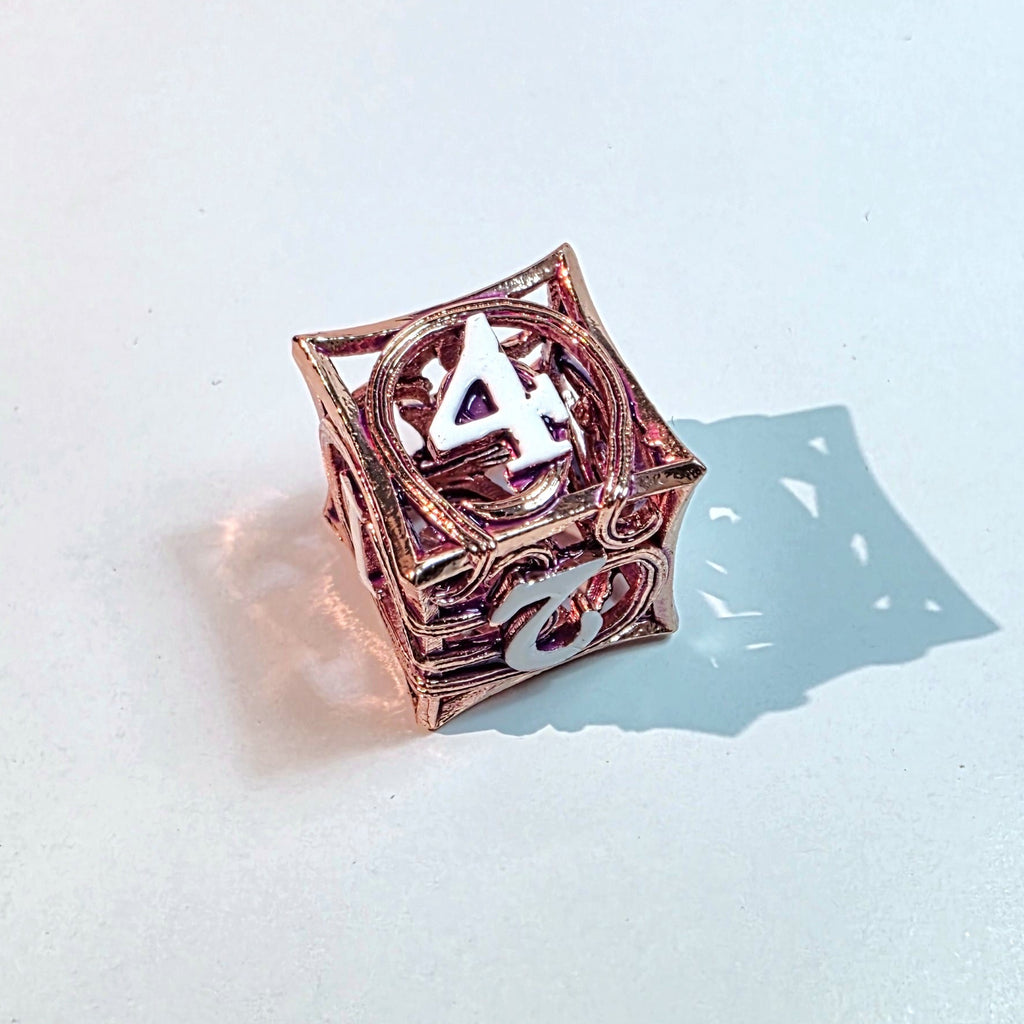 Rose Gold Elemental Hollow Metal Dice Set