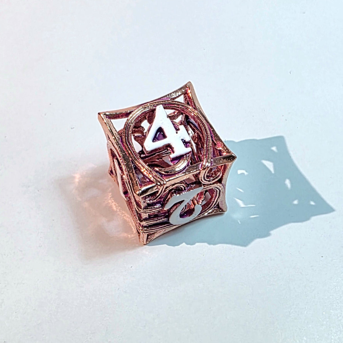 Rose Gold Elemental Hollow Metal Dice Set