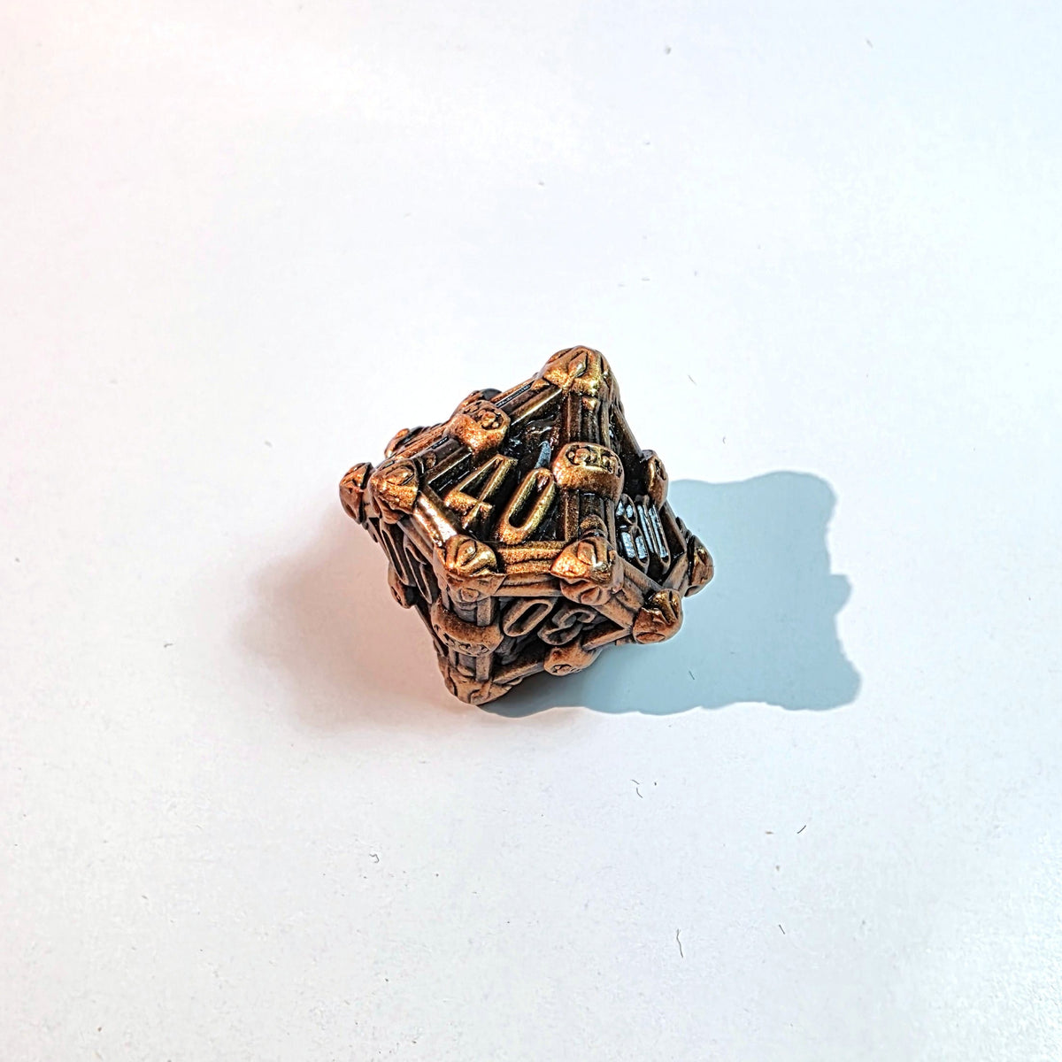 Deathmask Antique Gold Solid Metal Dice Set