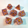 Jeu de dés en métal massif ambre et violet