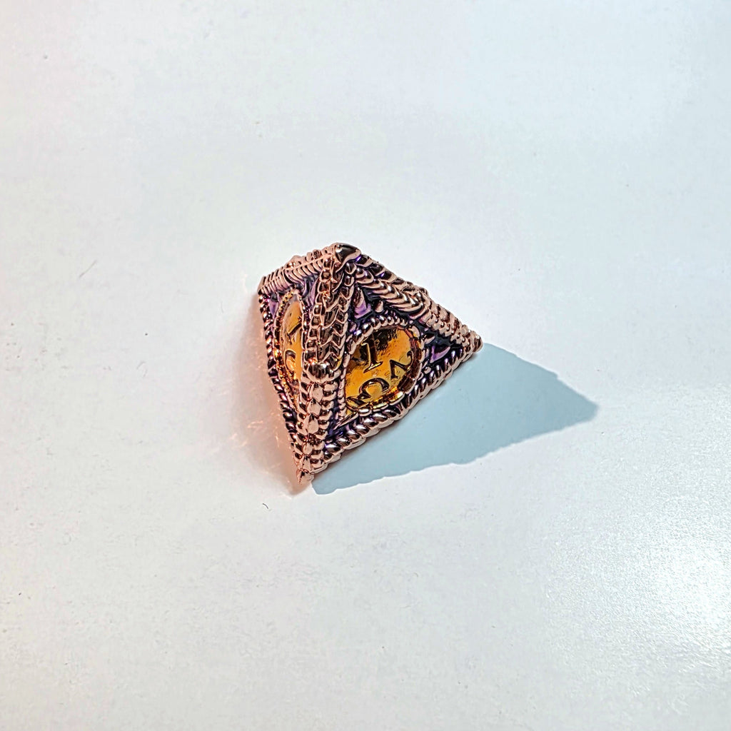 Jeu de dés en métal massif ambre et violet