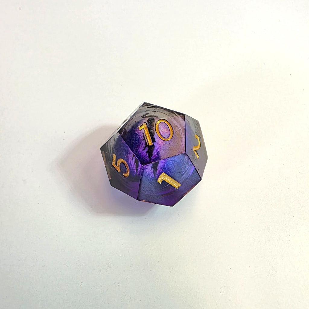 Purple Dragon Eye Liquid Core Resin Dice Set