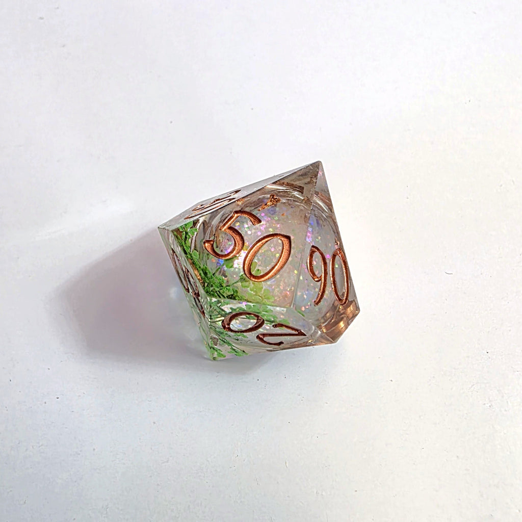 Greenery Liquid Core Resin Dice Set