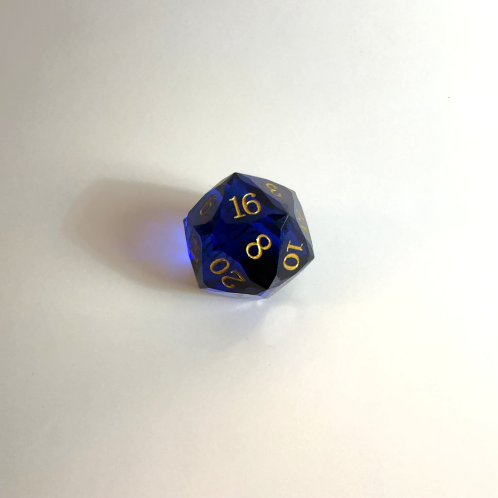 Dark Blue Handmade Gem Cut Resin Dice Set