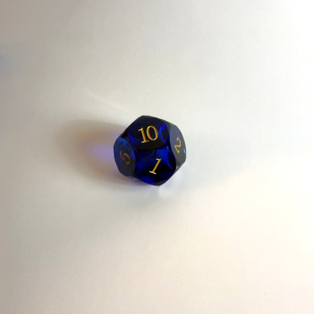 Dark Blue Handmade Gem Cut Resin Dice Set