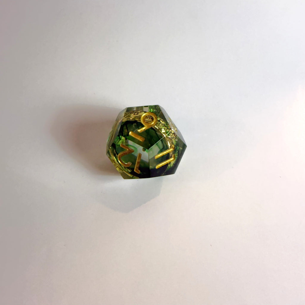 Set de dados de resina de borde afilado Green One Ring