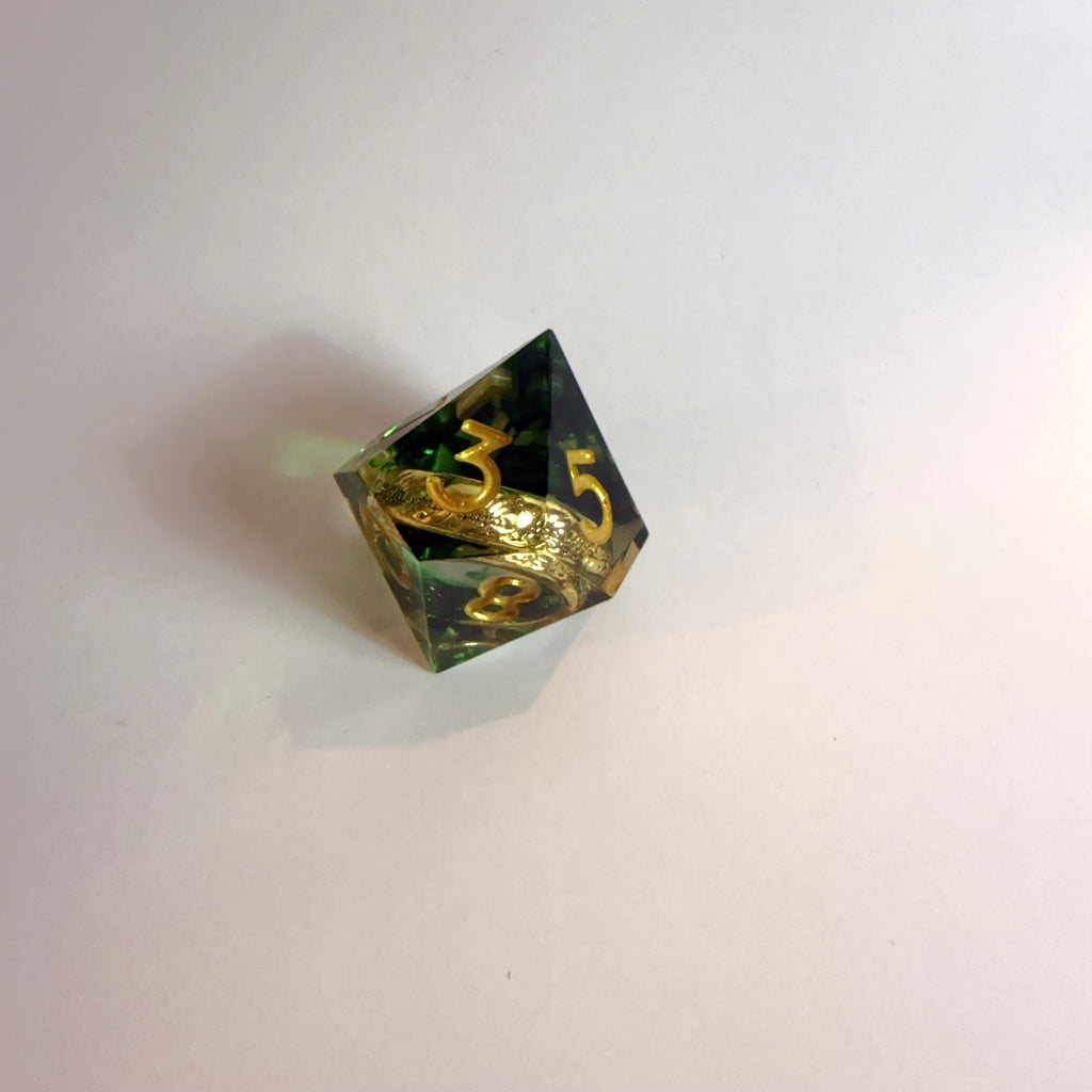 Set de dados de resina de borde afilado Green One Ring