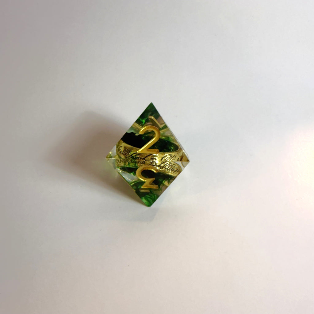 Set de dados de resina de borde afilado Green One Ring