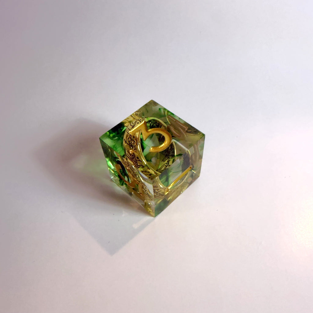Set de dados de resina de borde afilado Green One Ring