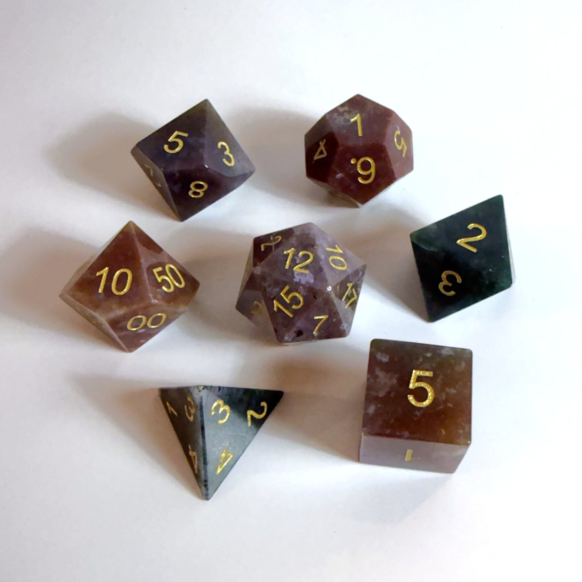 Indian Agate Gemstone Dice Set