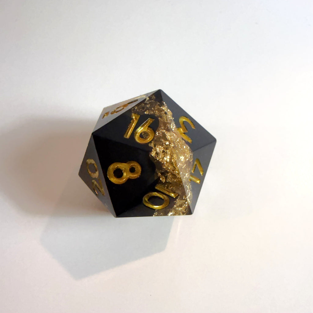 Juego de dados de resina de borde afilado con banda dorada