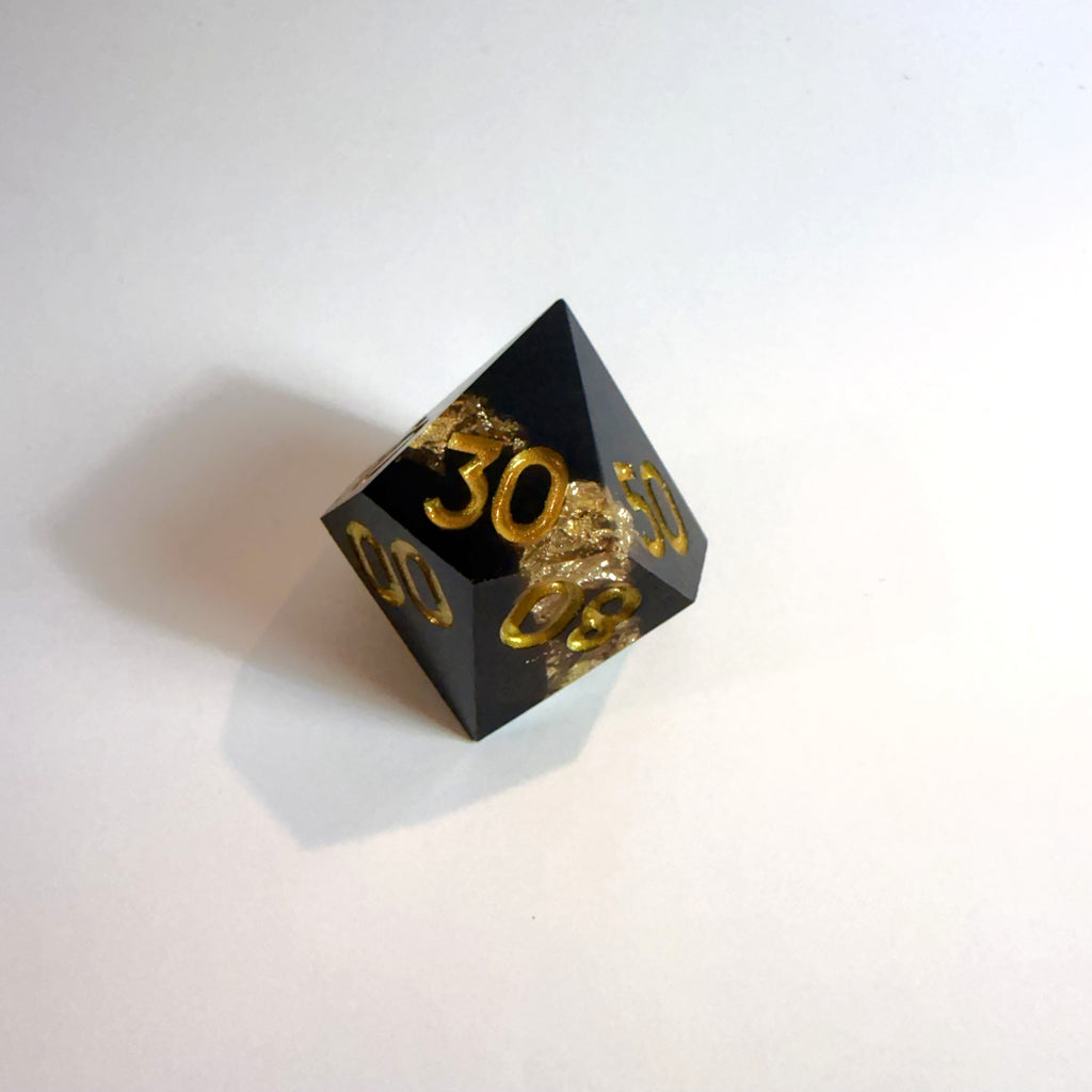 Juego de dados de resina de borde afilado con banda dorada