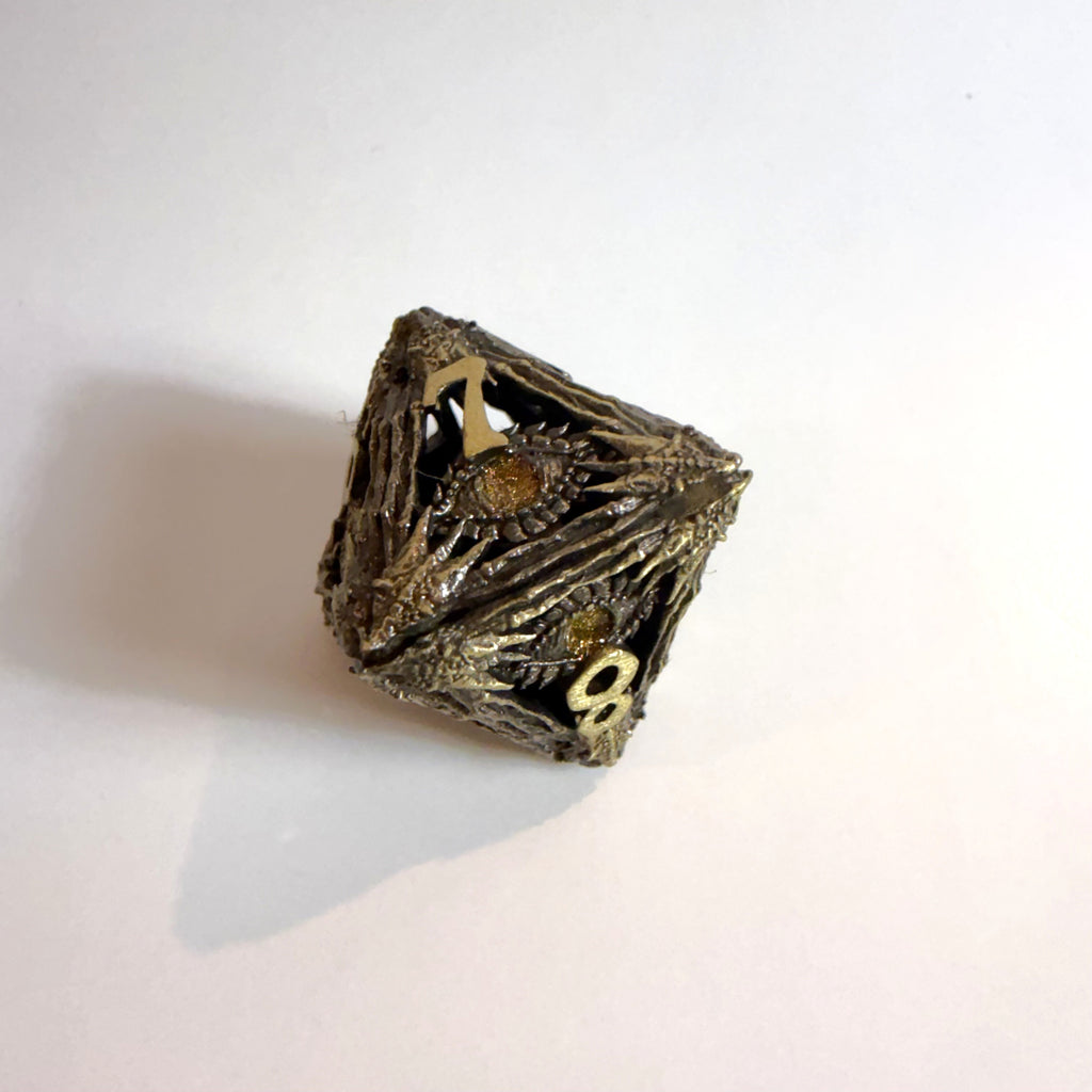 Set di dadi in metallo cavo "Occhio di Drago con Artigli"