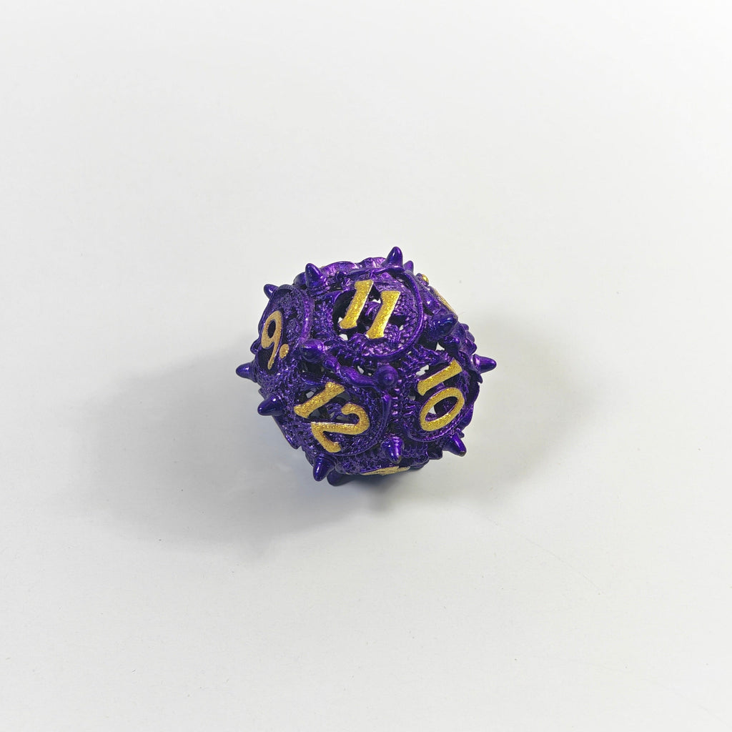 Set di dadi in metallo cavo Violet Dragon Coil