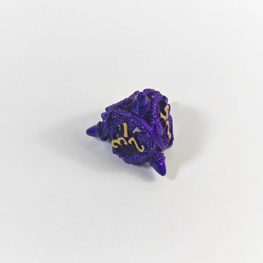 Set di dadi in metallo cavo Violet Dragon Coil