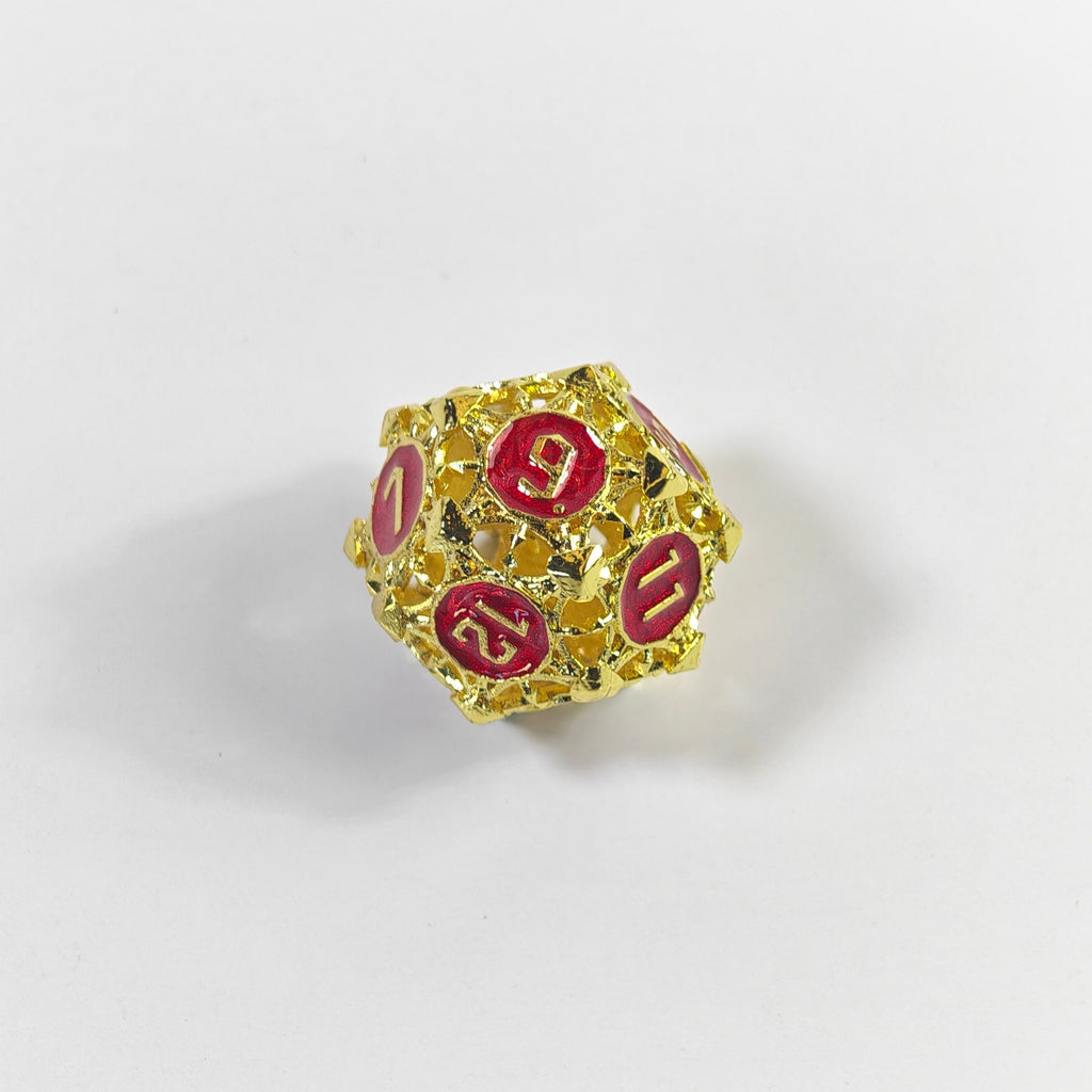 Gold Red Arrow Hollow Metal Dice Set