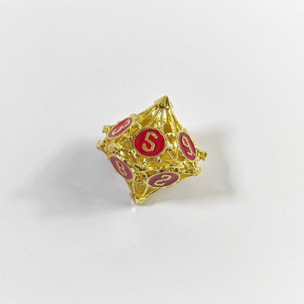Gold Red Arrow Hollow Metal Dice Set