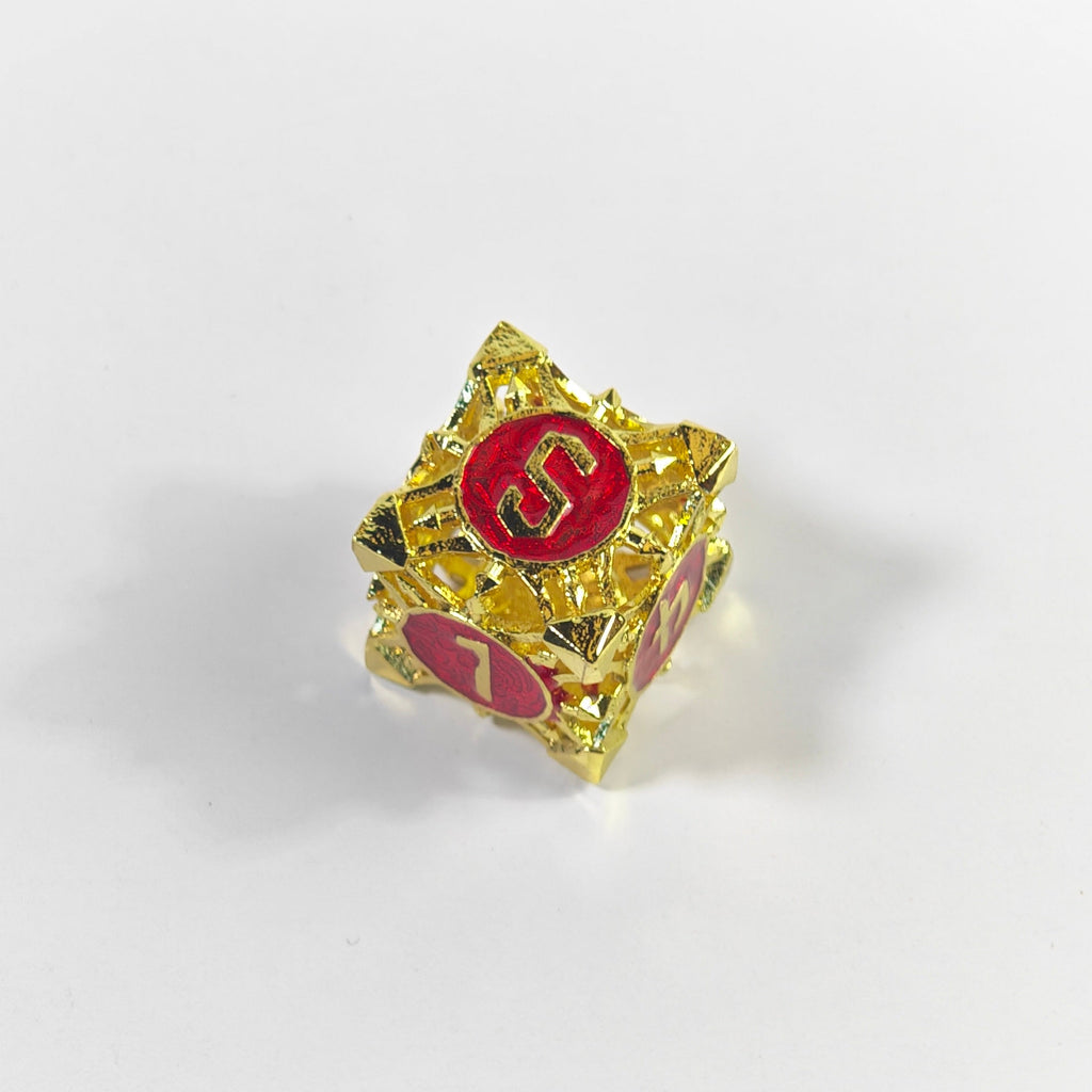 Gold Red Arrow Hollow Metal Dice Set