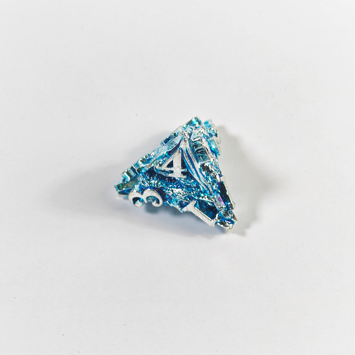 Set di dadi in metallo cavo color argento e blu con testa di drago
