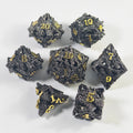 Jeu de dés en métal creux tête de dragon noir et or