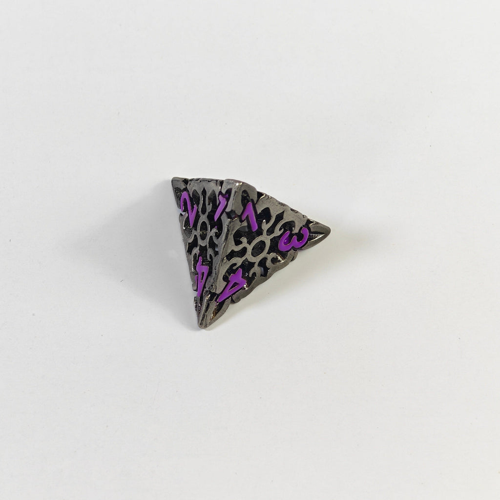 Set di dadi in metallo cavo viola con nodo celtico