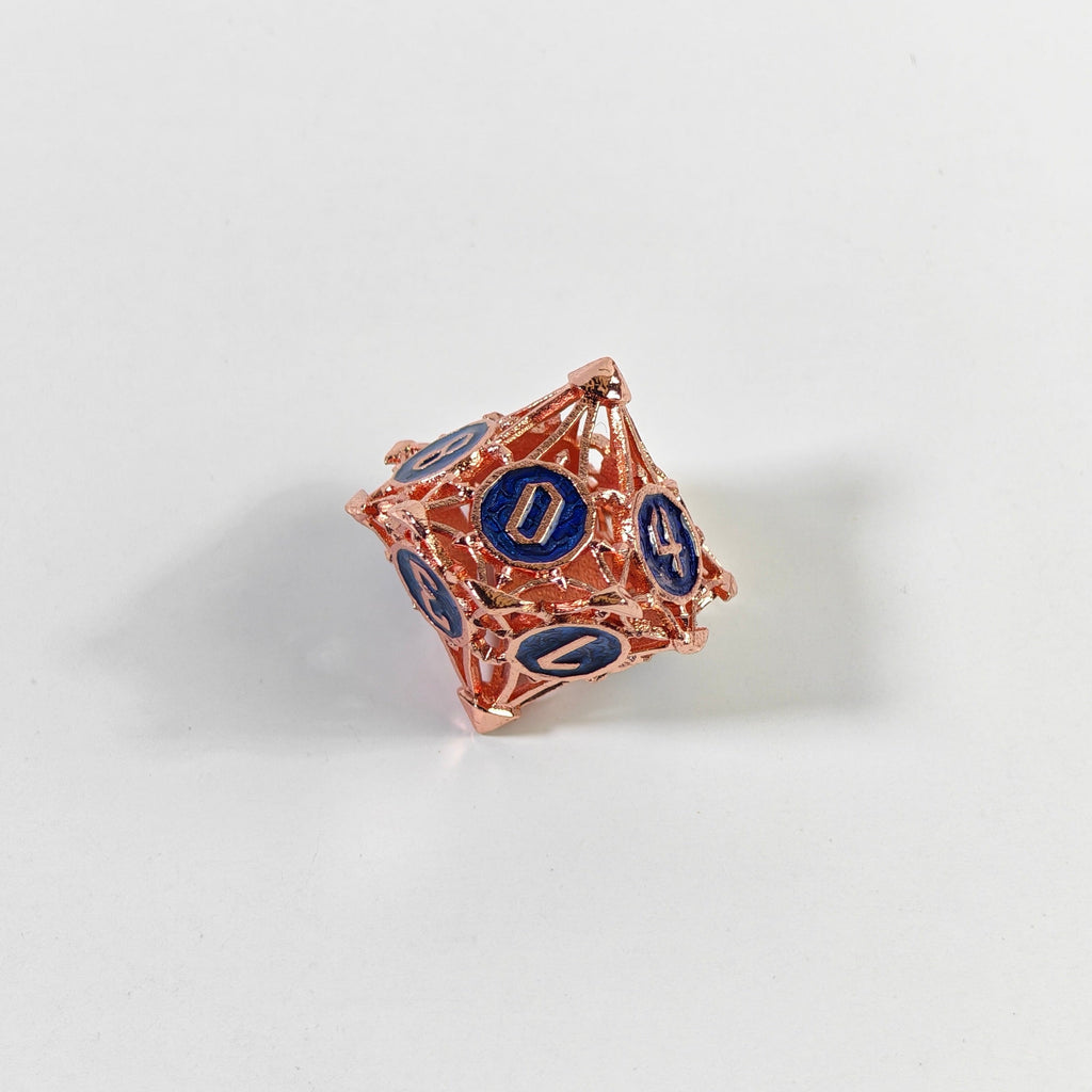 Set de dados de metal hueco con flecha azul y oro rosa